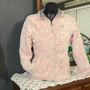 The North Face Women's Soft Pink Teddy Jacket. Reversible.